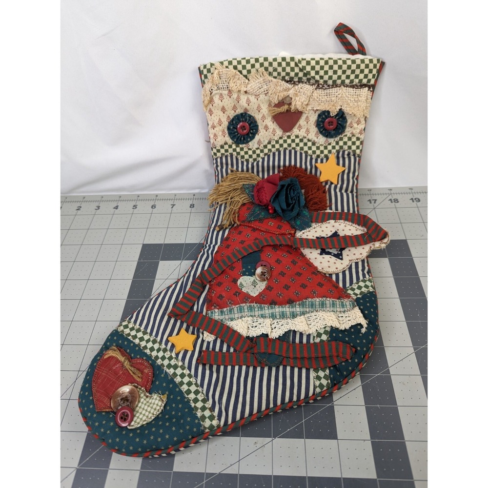 Kids of America Angel Primitive Quilted Christmas Stocking 18 Inch‎